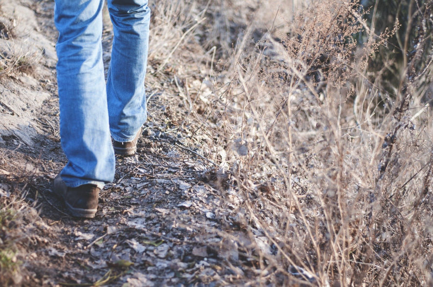 persons feet on a trail