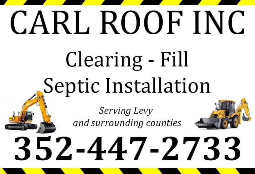 Carl Roof , Inc. Sign with logo and business card